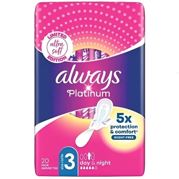نوار بهداشتی آلویز Always مدل پلاتینیوم Platinum باله پهن سایز 3، بسته 20 عددی