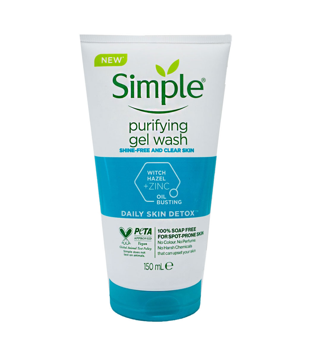 ژل شستشوی صورت سیمپل Simple مدل Purifying مناسب پوست چرب و مختلط، حجم 150ML
