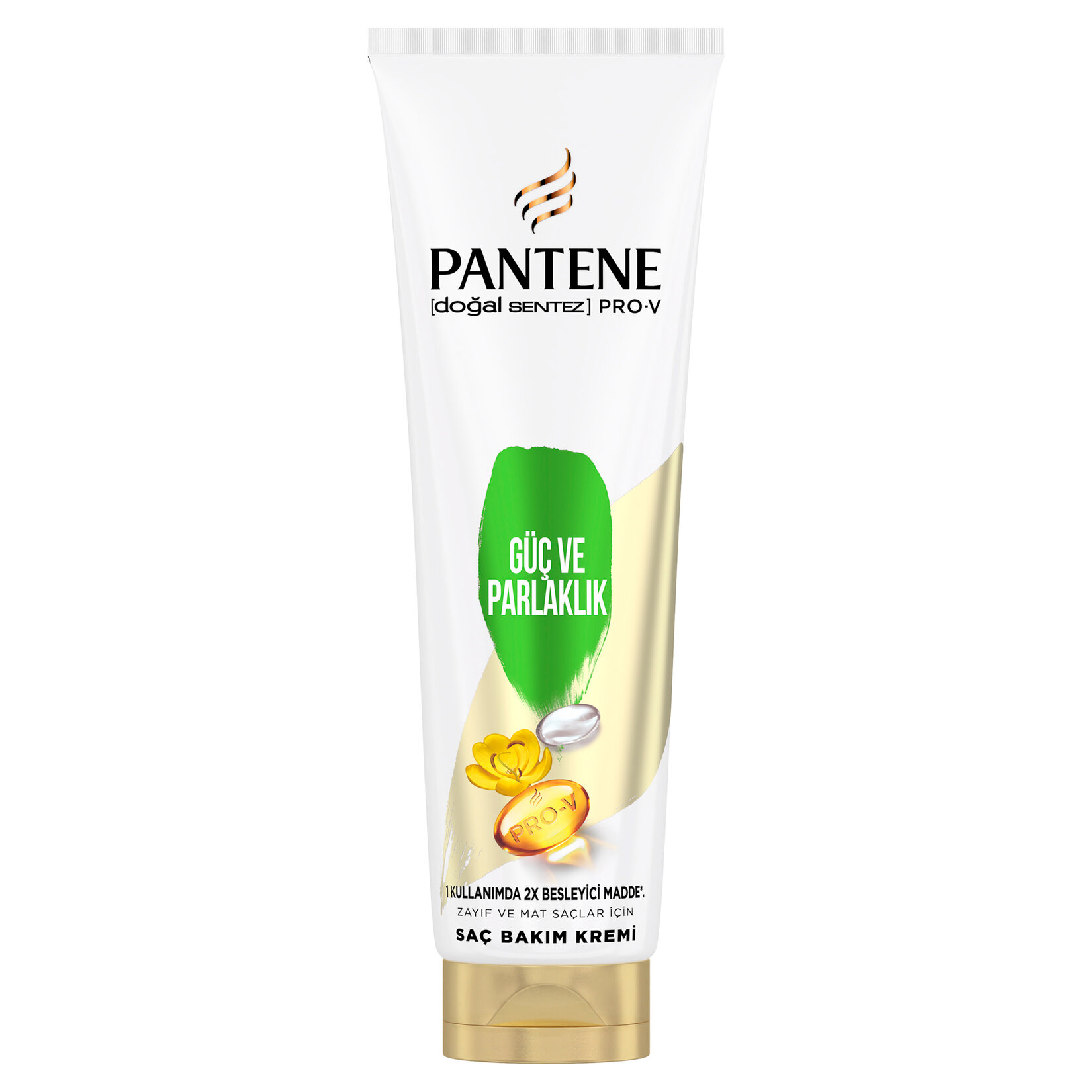 کرم مو پنتن Pantene نرم کننده مدل Guc ve Parlaklik مناسب موهای ضعیف و مات، حجم 275ML