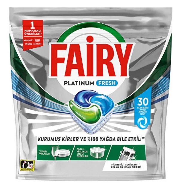 قرص ماشین ظرفشویی فیری FAiRY پلاتینیوم فرش Platinum Fresh با رایحه بسیار خوشبو و ماندگار، بسته 30 عددی